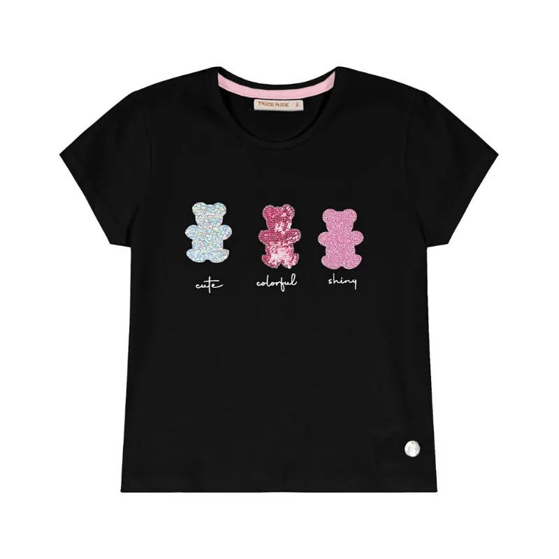 Blusa Infantil Estampa Urso Com Glitter Trick Nick Preto 1