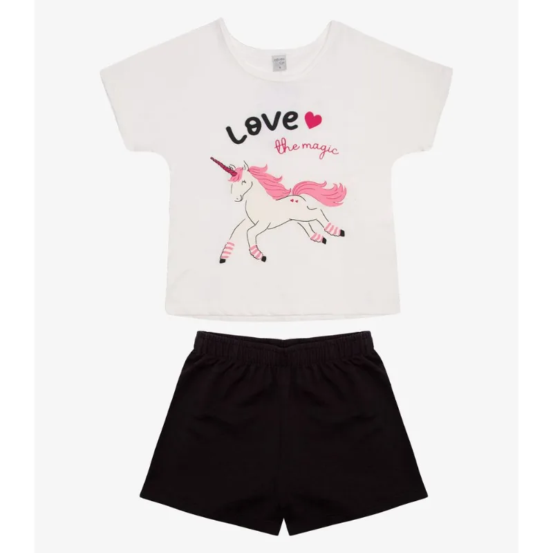 Conjunto Infantil Feminino Unicórnio Infinita Cor Bege 4