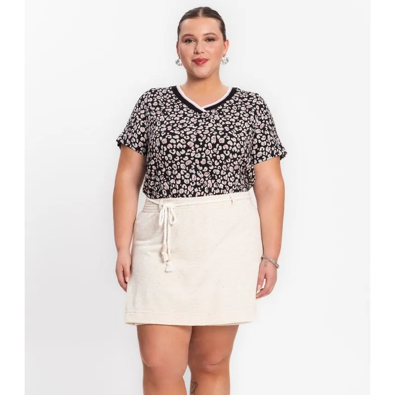 Shorts Saia Feminino Plus Size Secret Glam Bege Plus G4