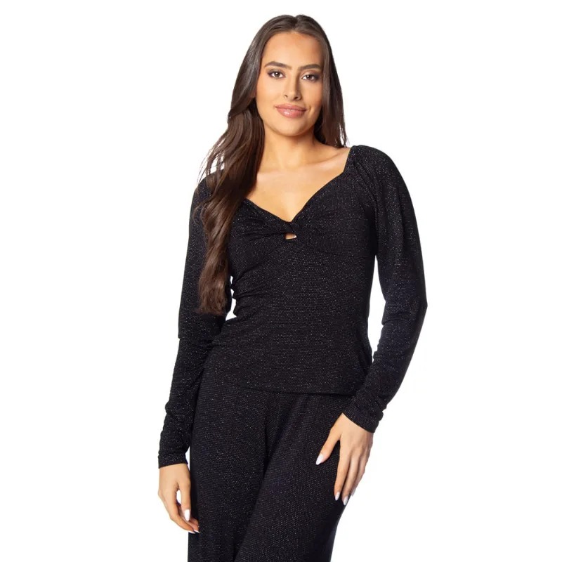 Blusa Feminina Rovitex Endless Brilho Torção Preto - M
