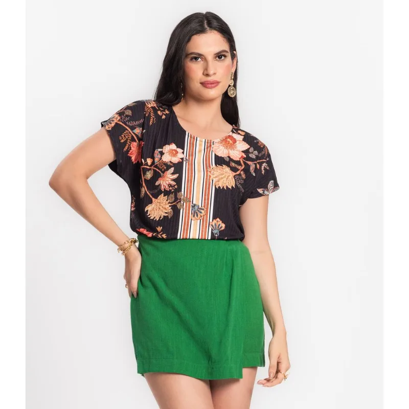 Blusa Feminina Estampada Endless Preto G