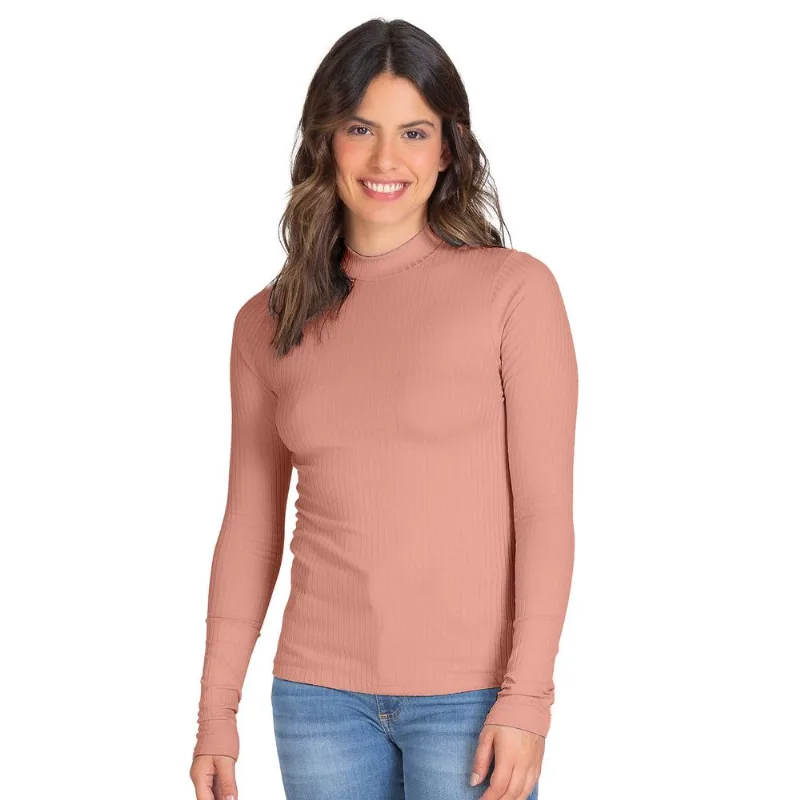 Blusa Manga Longa Feminina Canelada Select Rosa M