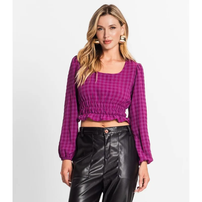 Blusa Manga Longa Feminina Xadrez Endless Roxo G