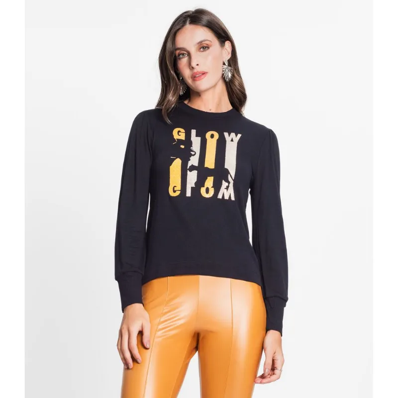 Blusa Feminina Manga Longa Glow Rovitex Preto M