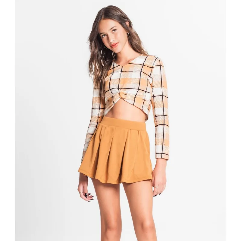 Shorts Saia Juvenil Em Ponto Roma Minty Marrom 16