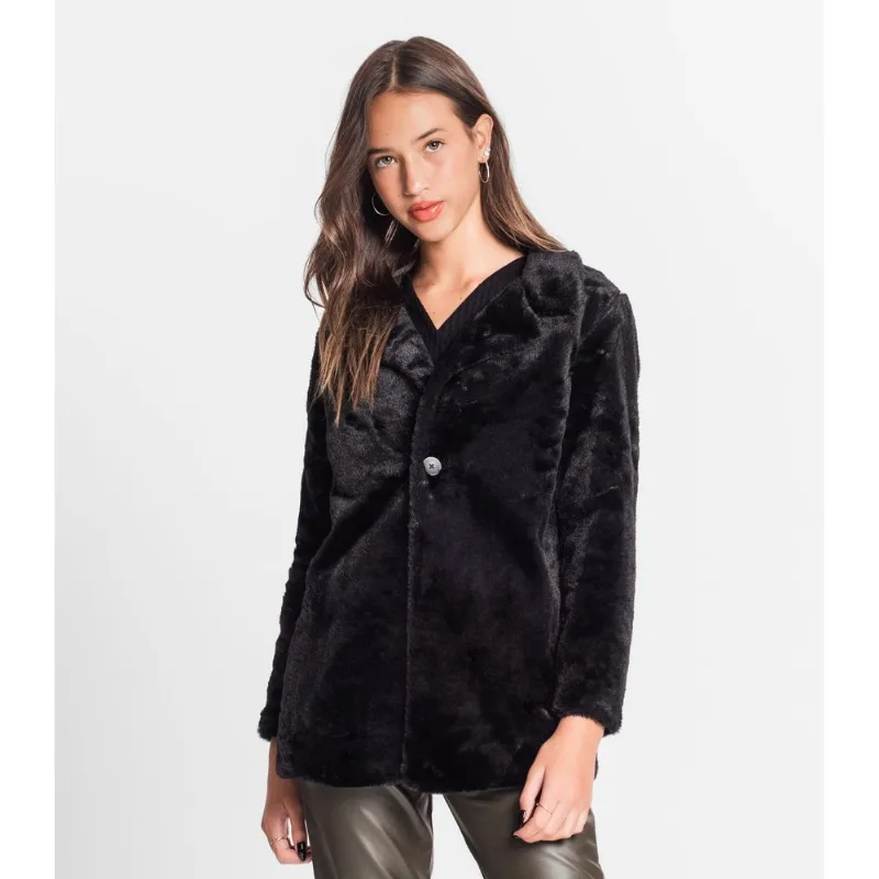 Casaco Juvenil Feminino Pelo Safira Minty Preto 18