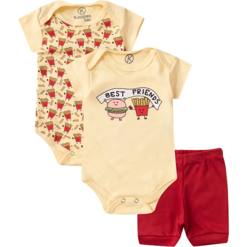 Kit Body Infantil 3 Peças Kappes Amarelo G