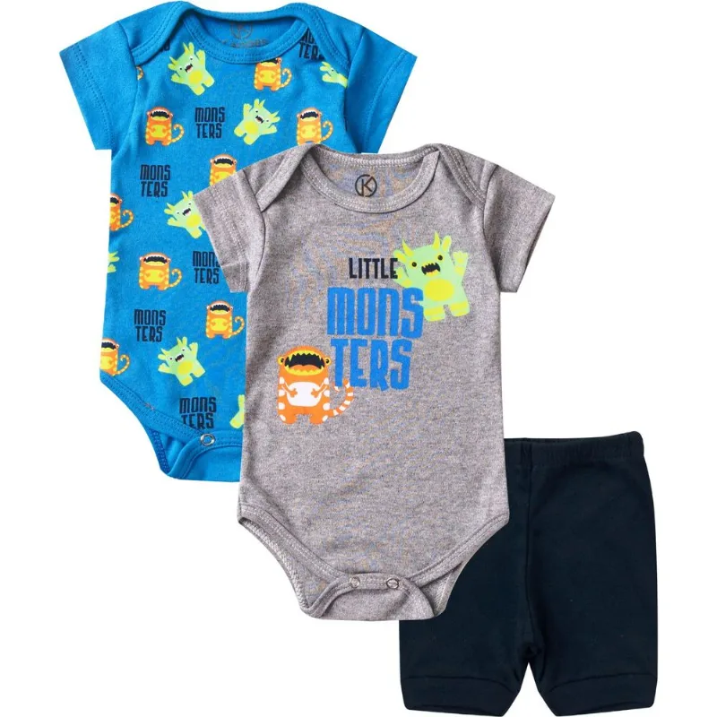 Kit Body Infantil 3 Peças Kappes Cinza M