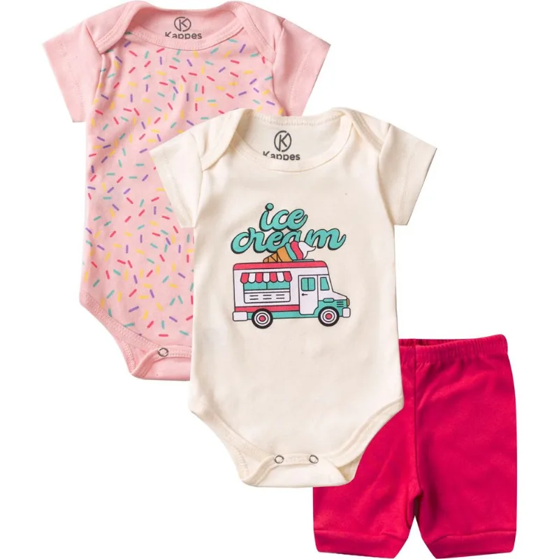 Kit Body Infantil 3 Peças Kappes Bege M