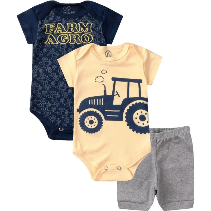 Kit Body Infantil 3 Peças Kappes Bege M