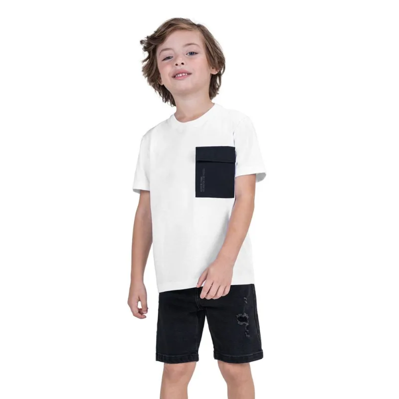 Conjunto Infantil Camiseta Com Bermuda Trick Nick Branco 14