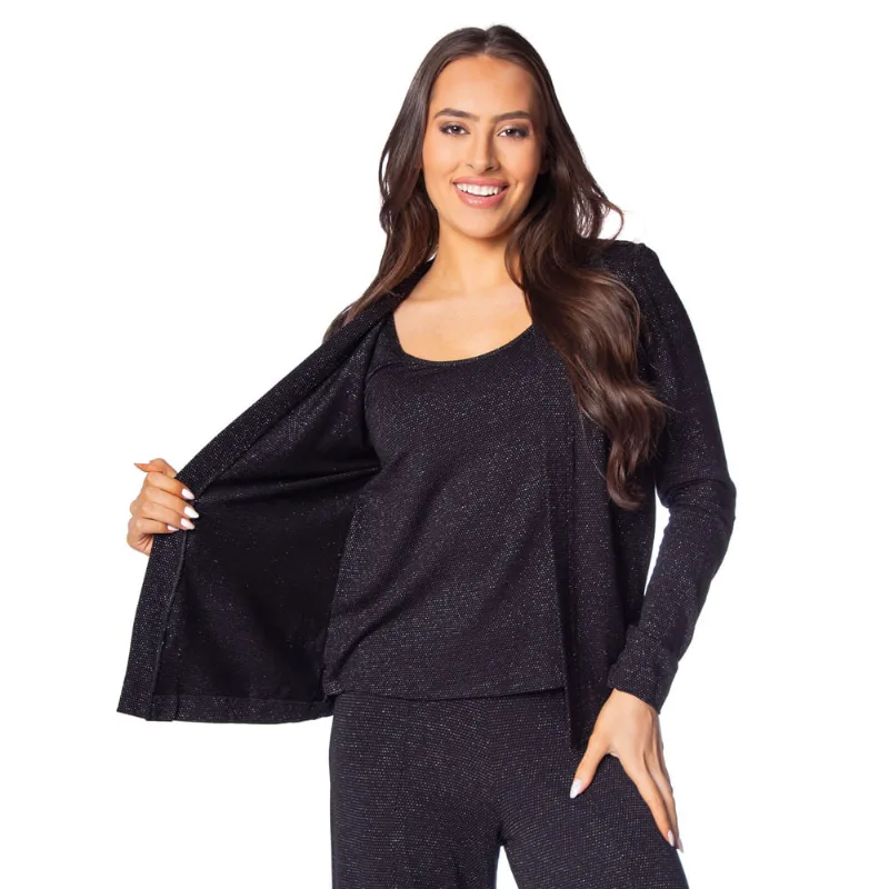 Blusa Feminina Rovitex Endless Dupla com Brilho Preto - P