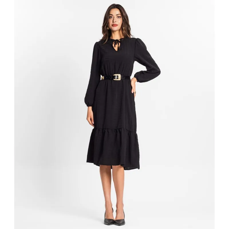 Vestido Midi Feminino Manga Longa Endless Preto GG