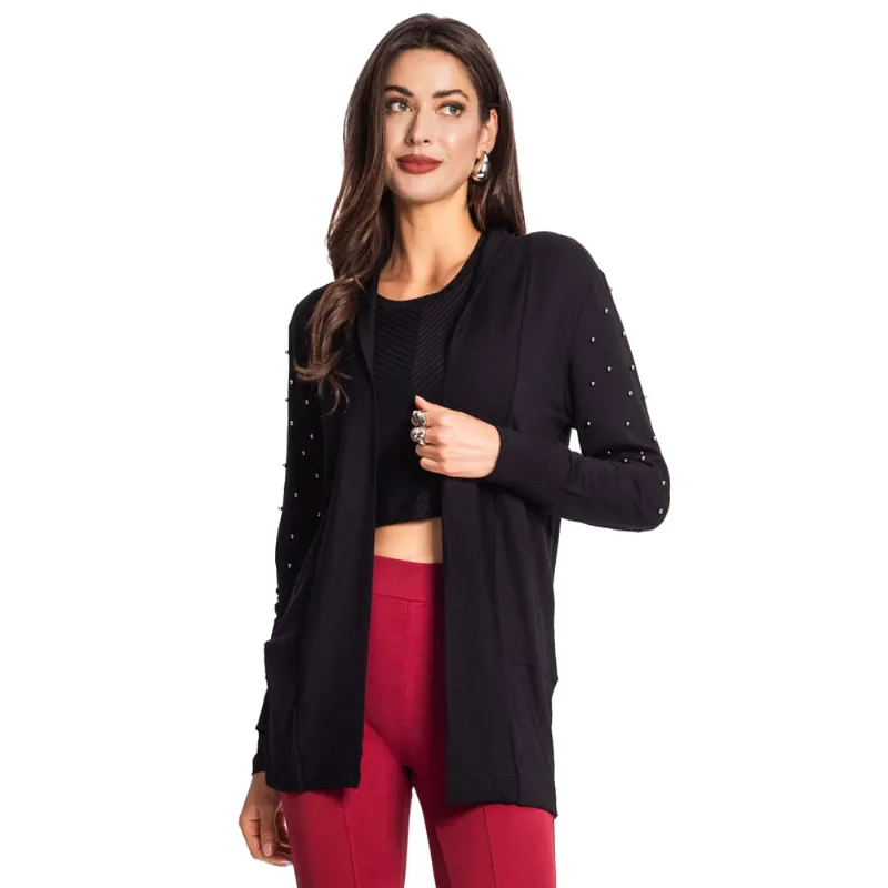 Casaco Cardigan Feminino Rovitex Endless com Rebites Preto - G