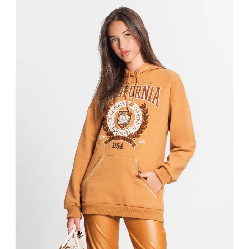 Moletom Juvenil Feminino Com Capuz Minty Marrom 12