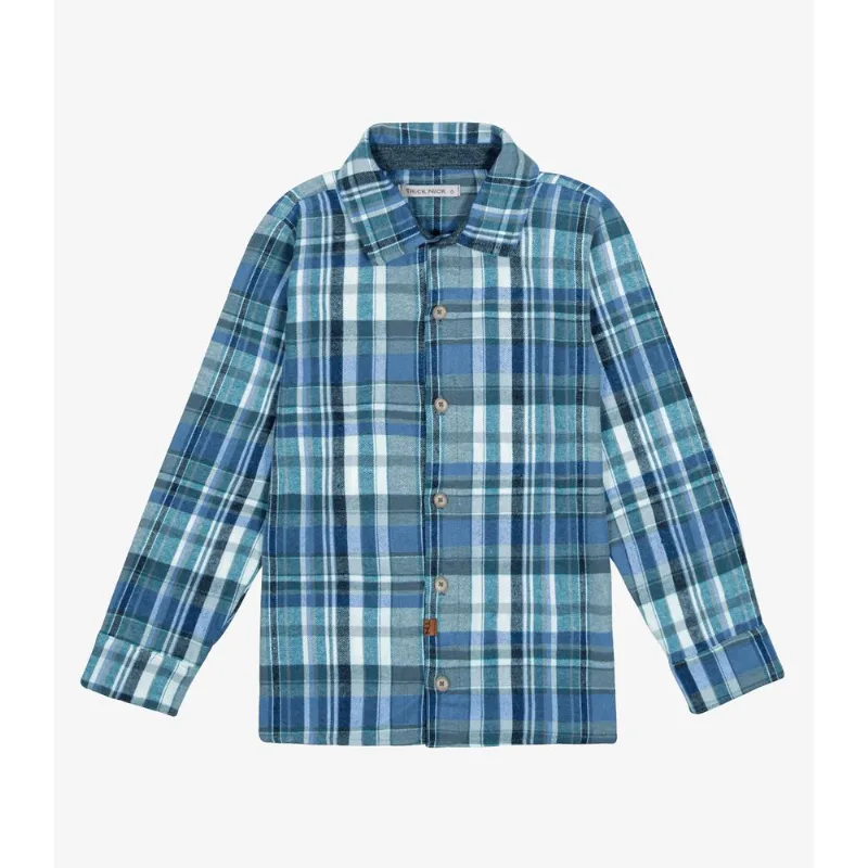 Camisa Infantil Manga Longa Xadrez Trick Nick Azul 4