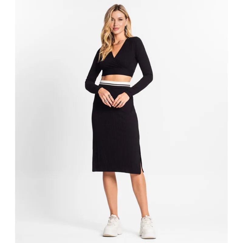 Conjunto Feminino Blusa Com Saia Endless Preto P