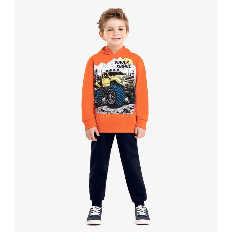 Conjunto Blusão Com Capuz E Calça Rovi Kids Laranja 1