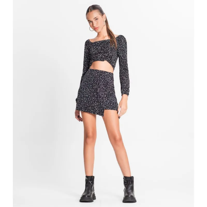 Conjunto Juvenil Feminino Blusa Com Saia Minty Preto 12