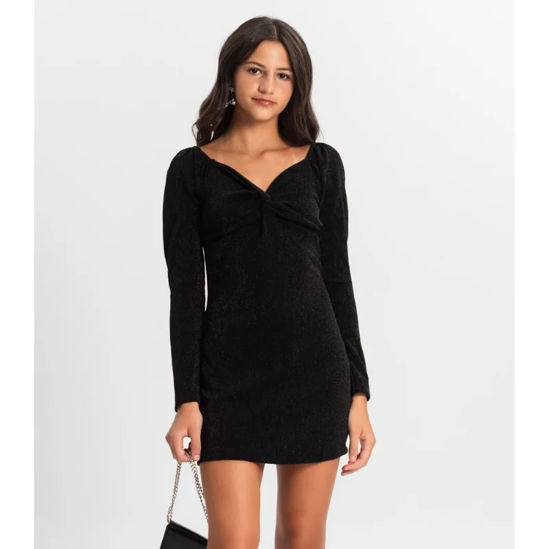 Vestido Manga Longa Juvenil Minty Preto 16
