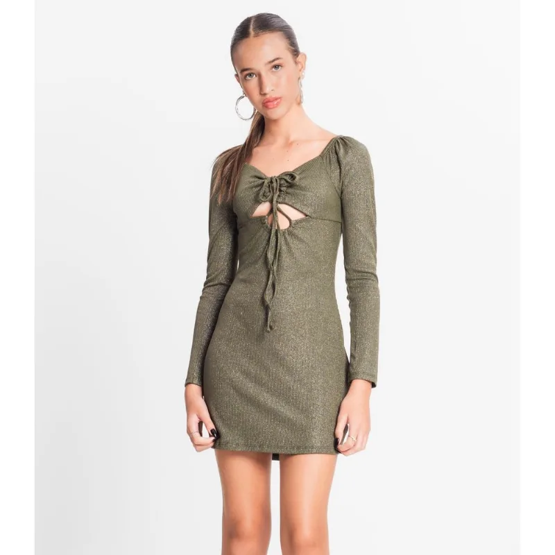 Vestido Juvenil Em Ribana Canelada Lurex Minty Verde 16