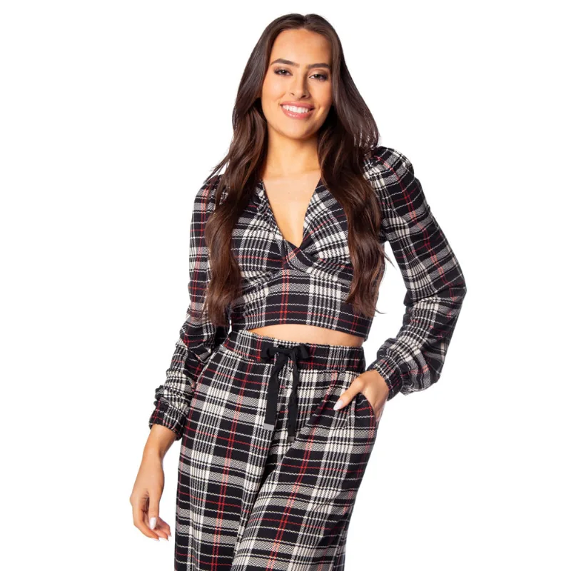 Blusa Cropped Feminina Rovitex Endless Xadrez Preto/bege - M