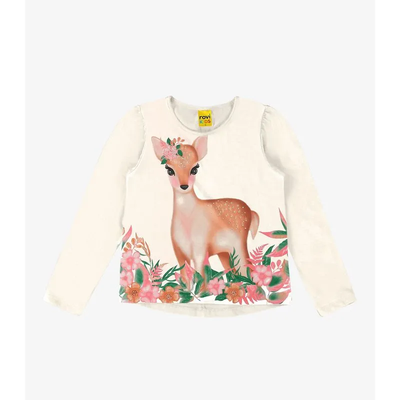 Blusa Infantil Feminina Manga Longa Rovi Kids Bege 10
