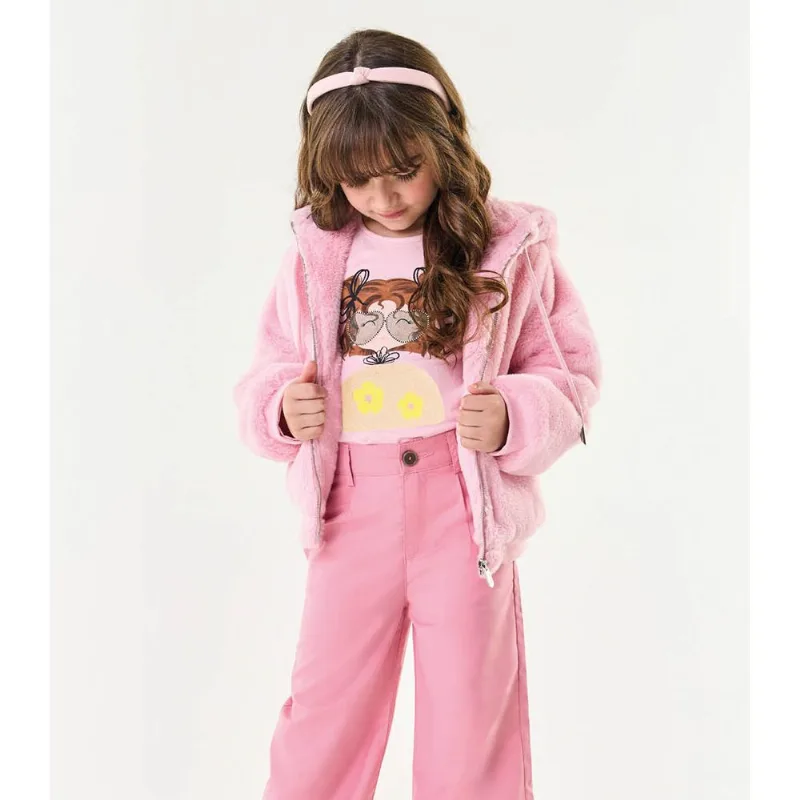 Blusa Infantil Feminina Manga Longa Trick Nick Rosa 8
