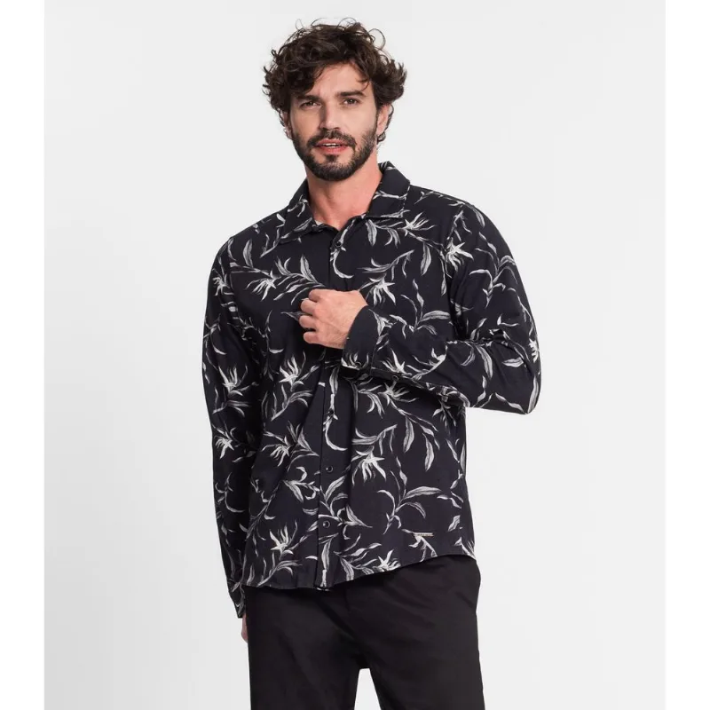 Camisa Manga Longa Em Cotton Leve Diametro Preto GG