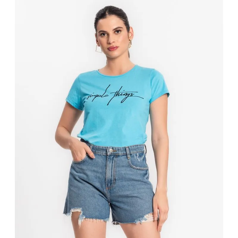 T-shirt Feminina Meia Malha Select Azul M