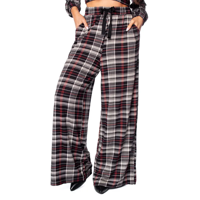 Calça Feminina Rovitex Endless Pantalona Xadrez Preto/bege - G