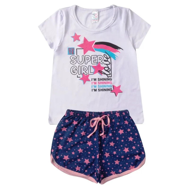 Conjunto Infantil Feminino Verão Kappes Branco 4