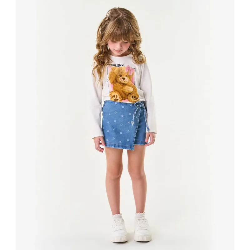Shorts Saia Feminino Jeans Trick Nick Azul 6