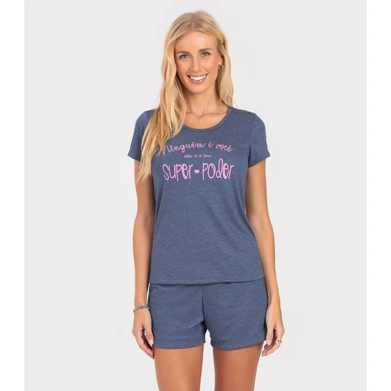 Short Doll Adulto Feminino Mensageira Da Paz Azul G
