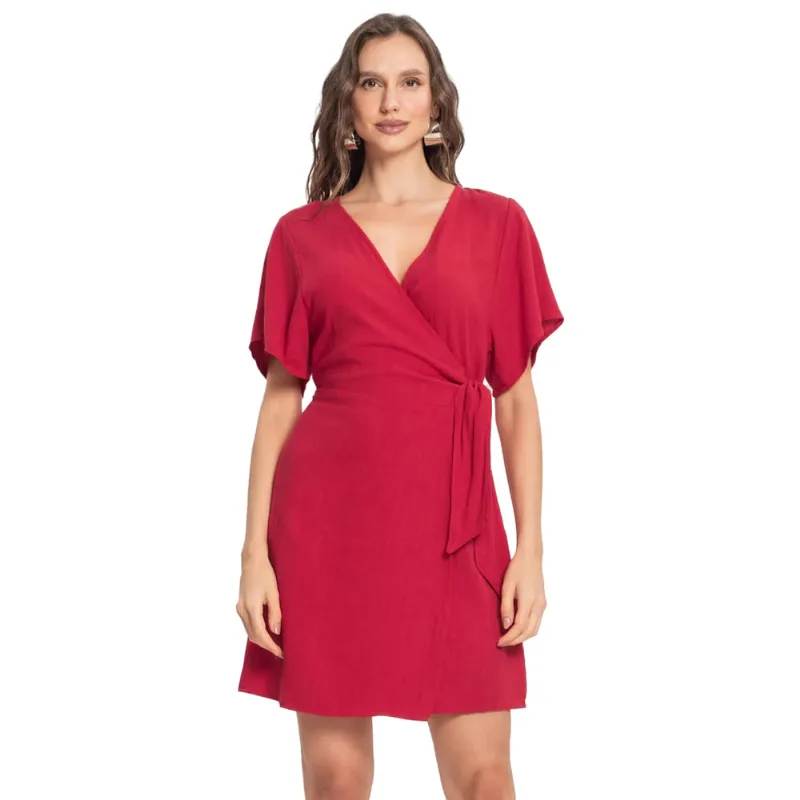 Vestido Feminino Rovitex Endless Em Linho Vermelho - G