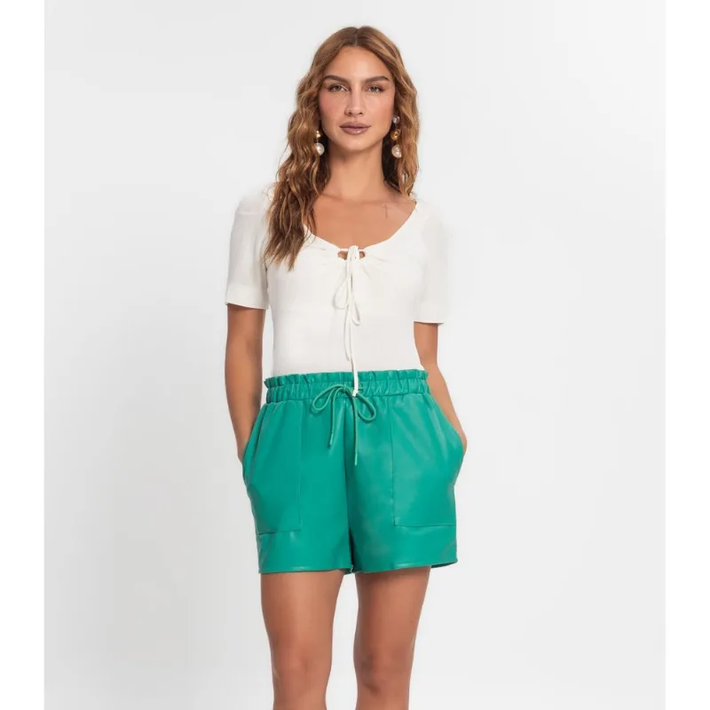 Shorts Feminino PU Sintético Endless Verde M