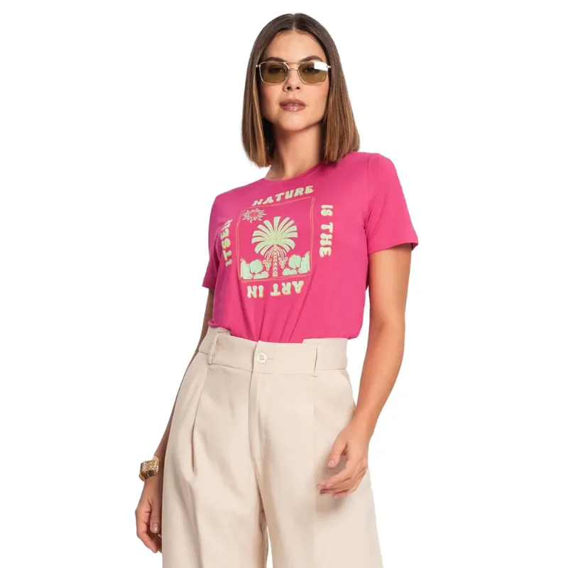 Blusa Feminina Rovitex Manga Curta Nature Pink - GG