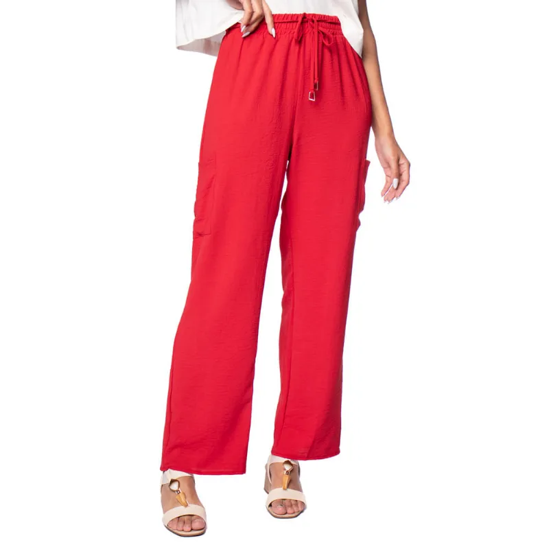 Calça Feminina Rovitex Pantalona Leve com Bolsos Vermelha - P