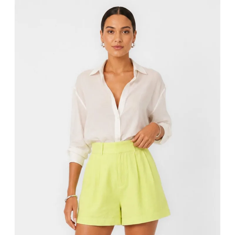 Shorts de Linho Feminino Endless Verde 42