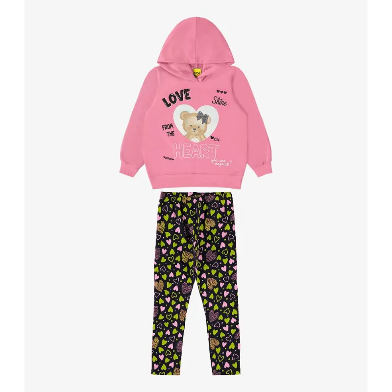 Conjunto Infantil Blusão Com Legging Rovi Kids Rosa 3