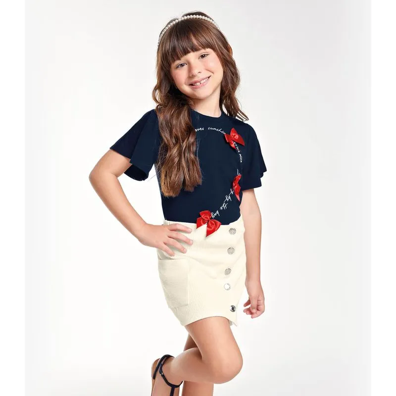Saia Infantil Feminina Moletinho Trick Nick Bege 4