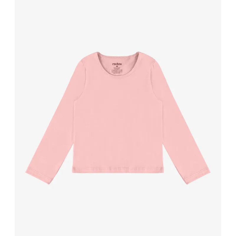 Blusa Manga Longa Infantil Feminina Rovitex Kids Rosa 14