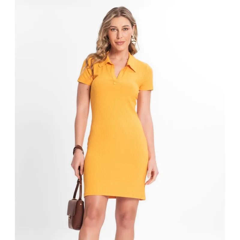 Vestido De Ribana Canelado Feminino Endless Amarelo G