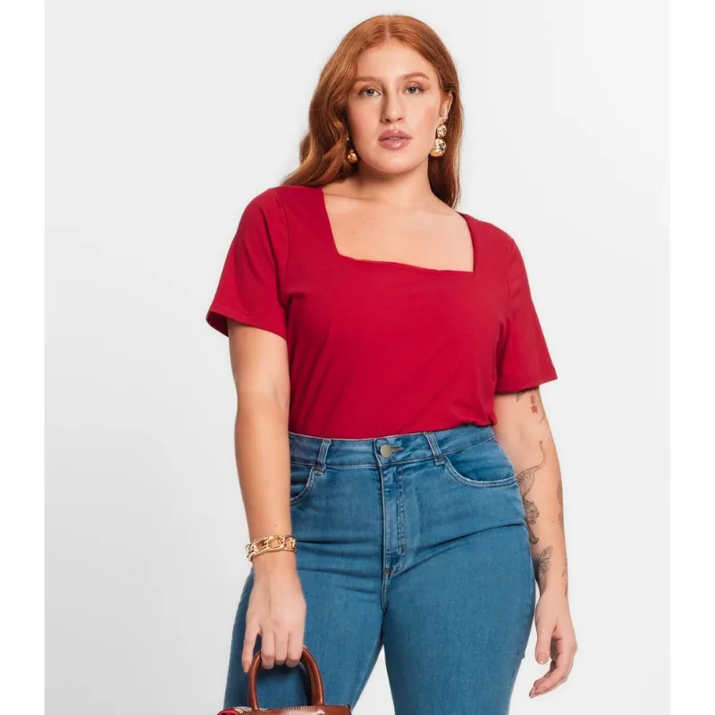 Blusa Feminina Plus Size Secret Glam Vermelho Plus G4