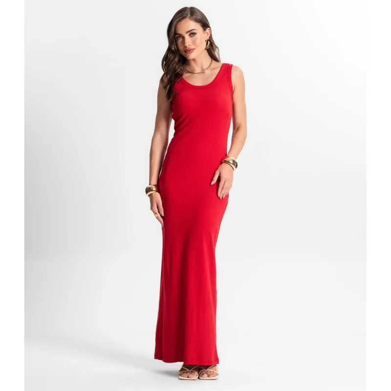Vestido Midi De Ribana Feminino Endless Vermelho P
