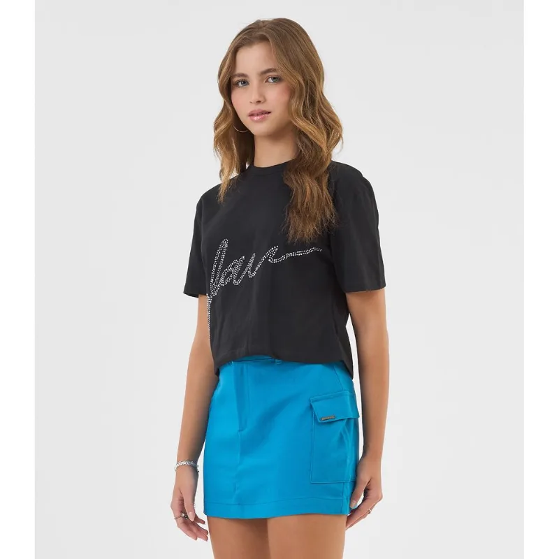 Saia Juvenil Feminina Sarja Twill Minty Azul 18