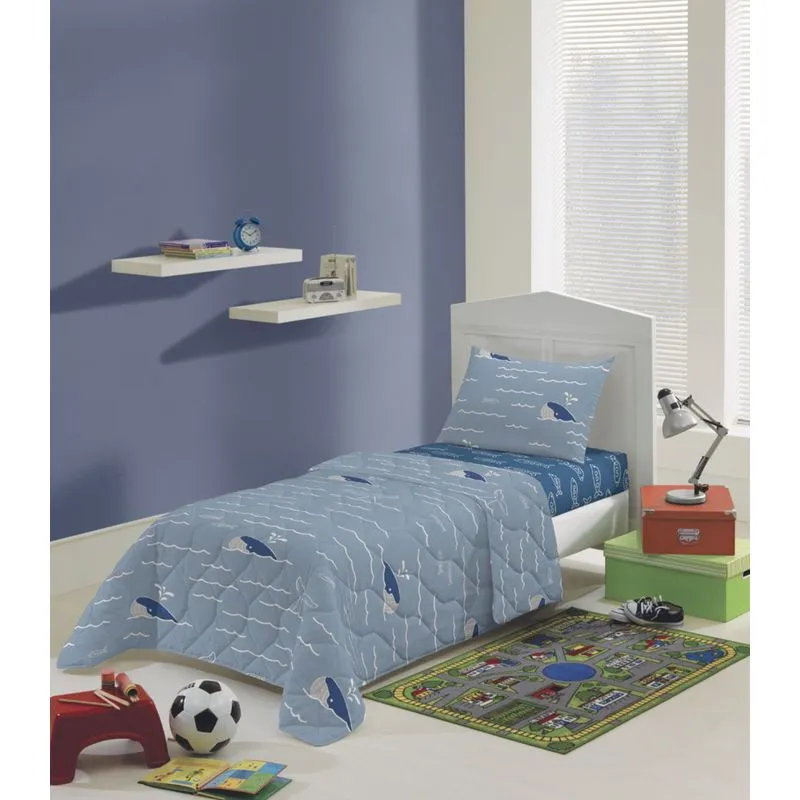 Edredom Infantil Solteiro Estampado Lepper Azul UN