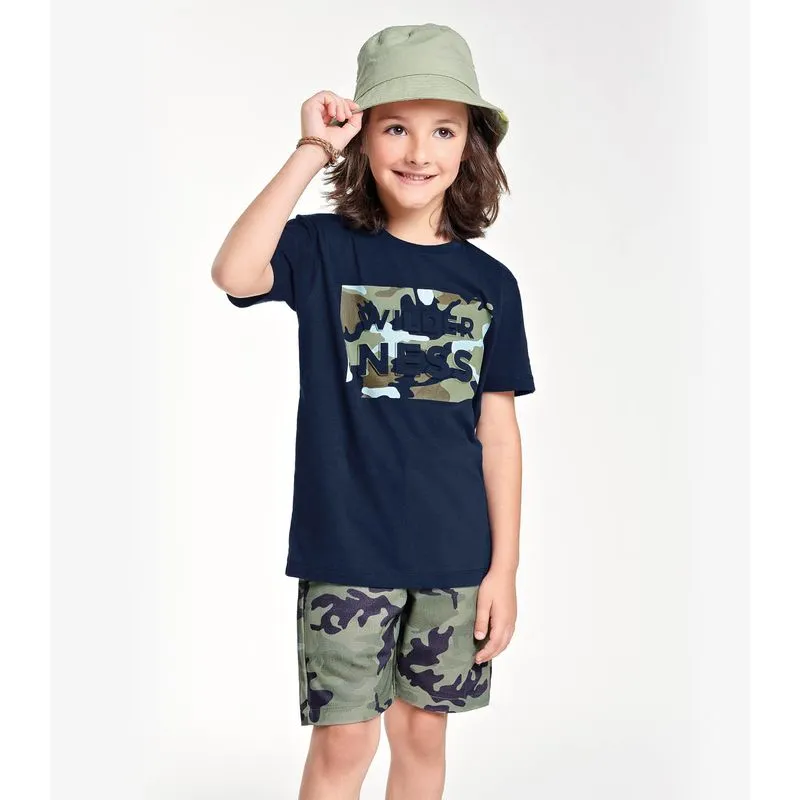 Conjunto Infantil Camiseta Com Bermuda Trick Nick Azul 10