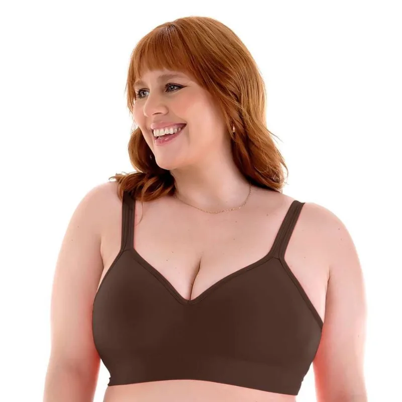 Sutiã Comfort Plus Size Sem Costura Zee Rucci Marrom 50