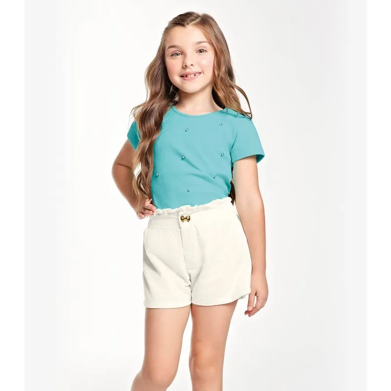 Shorts Infantil Menina Moletinho Trick Nick Bege 14